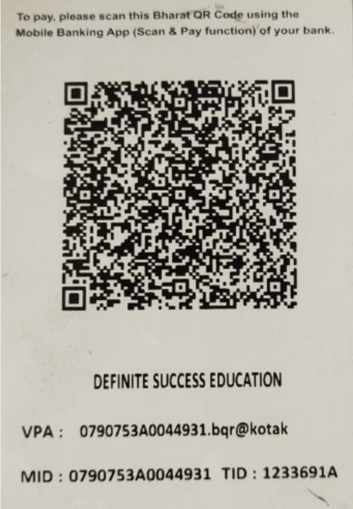 UPI QR code for mock test fee payment